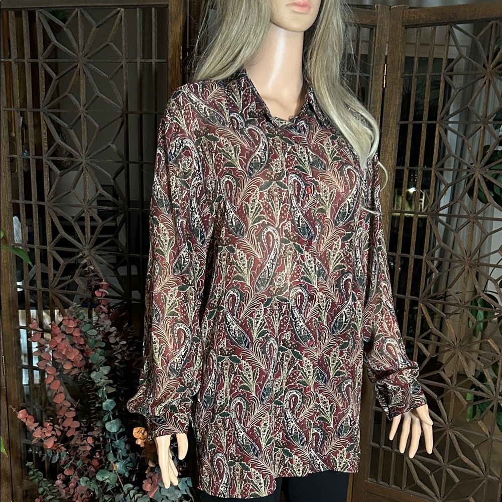 BON WORTH GOLDEN THREADED BLOUSE L
